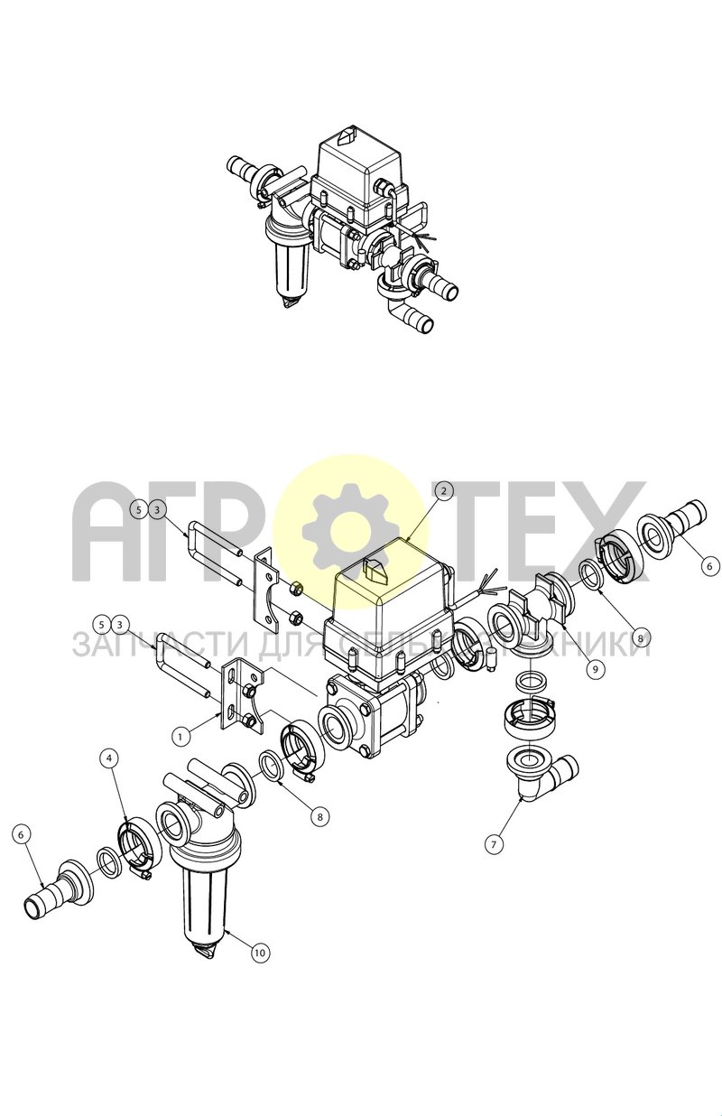 Клапан внешней штанги в сборе (SX017495) (№9 на схеме)